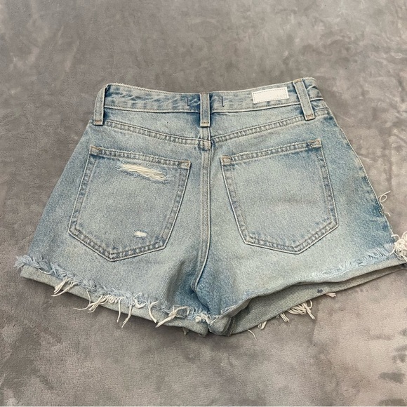 Abercrombie Annie high rise distressed denim shorts blue 4694 - Picture 3 of 5